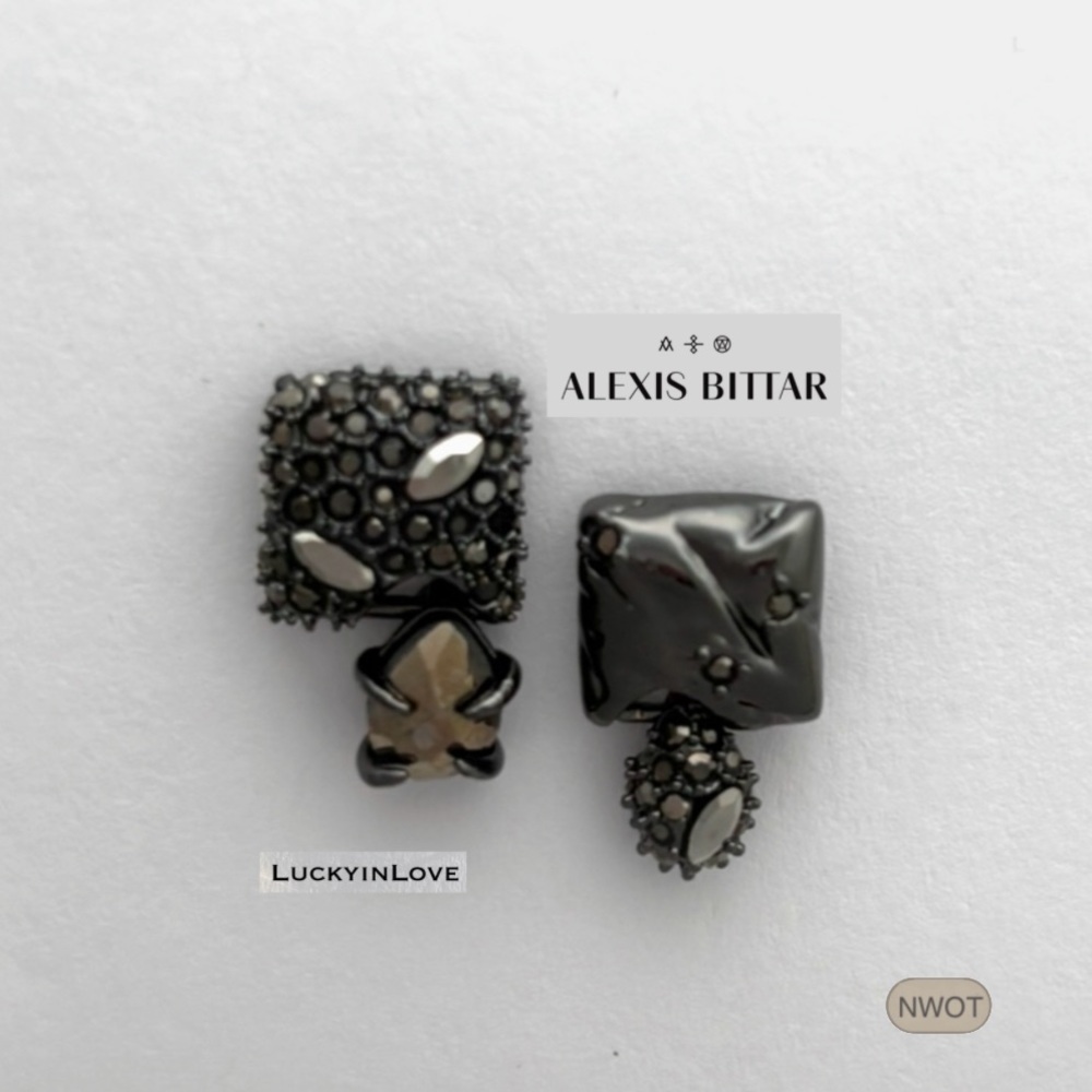 ALEXIS BITTAR • Crystal Mismatched Pyrite Stud Earrings